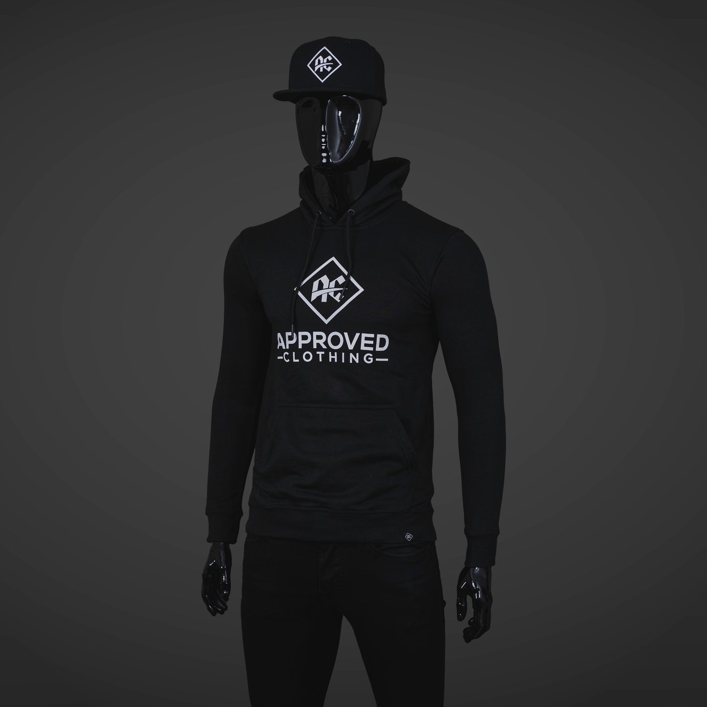 Hoodie White on black